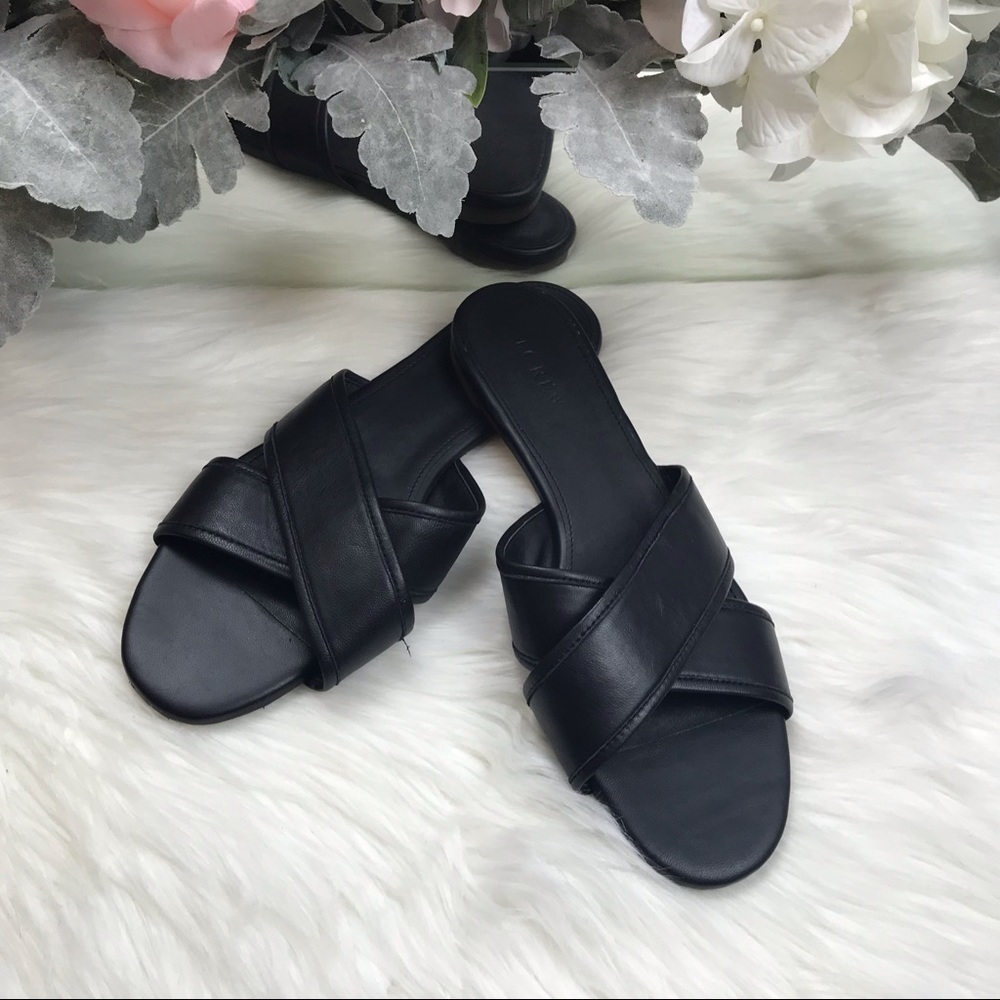 J. Crew Black Cora Criss Cross Sandals Sz 8.5 NWOB - Picture 1 of 8
